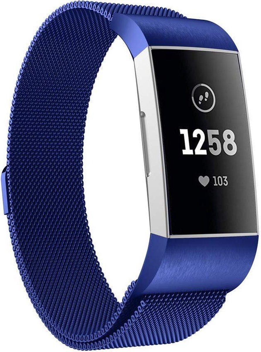 Eyzo Milanees bandje - Fitbit Charge 3 - Blauw - Small