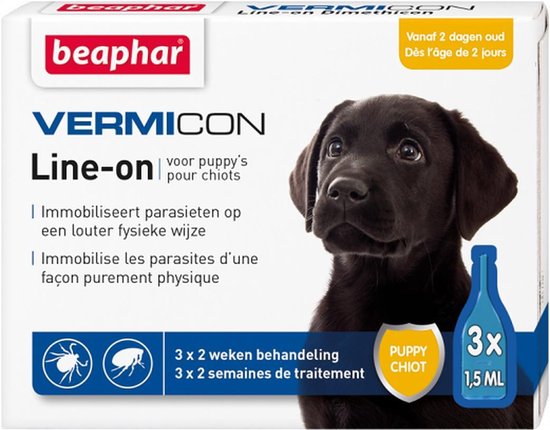 Hoelahoep Wakker worden Inspireren Beaphar Vermicon Line-On Vlooien-Teken Druppels - Puppy - 3x1,5 ML | bol.com