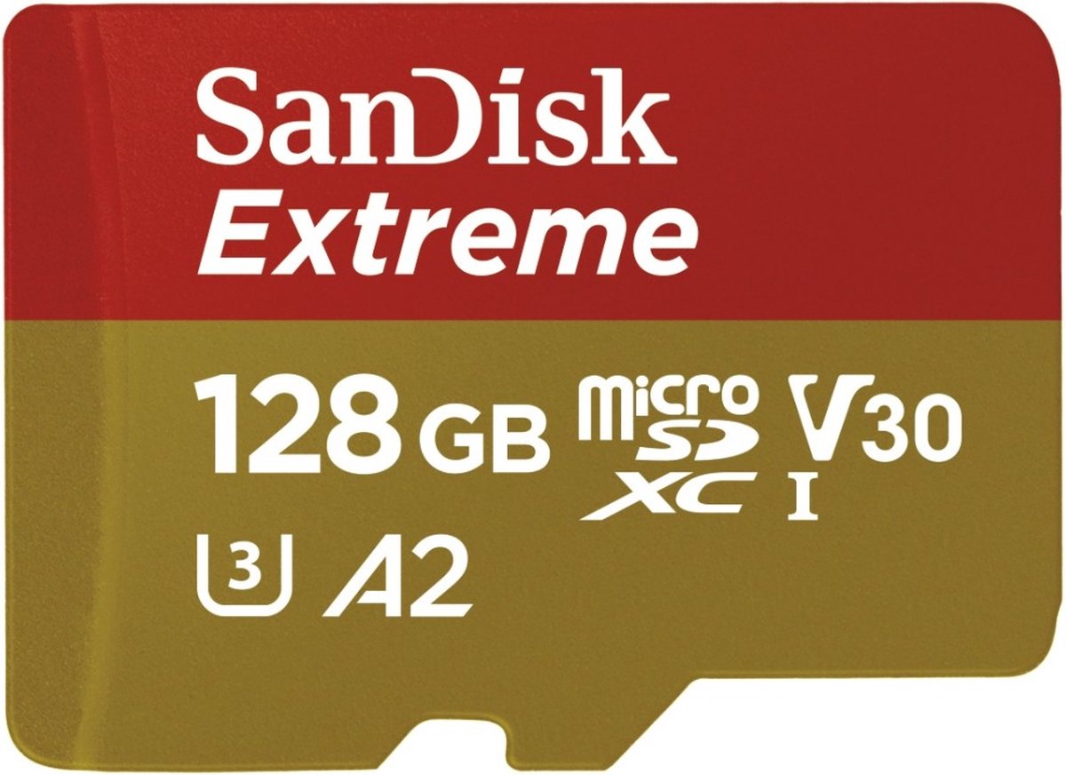 SanDisk Extreme MicroSDXC 128GB - U3 V30 A2 - 160MB/s - GN6MA - met adapter - SanDisk