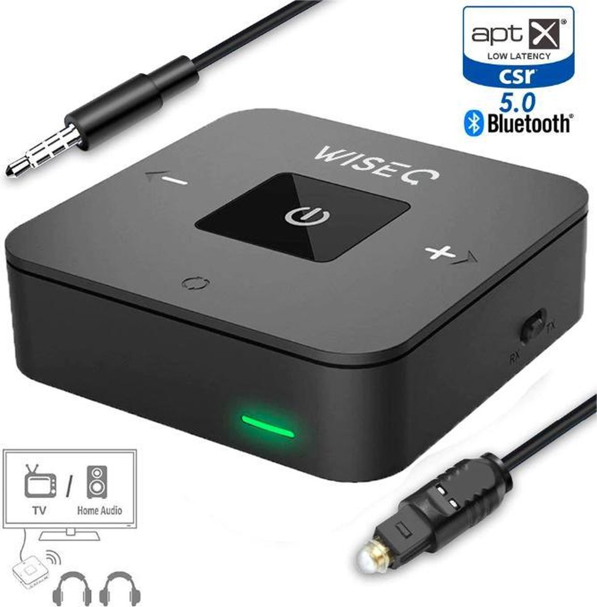 Bluetooth Transmitter & Receiver, Low Latency voor TV | Optische Kabel +  3.5mm | bol.com