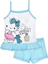 Hello Kitty - 2-delige Topje-set - Model "Ready For Bed" - Blauw & Wit - 116 cm - 6 jaar