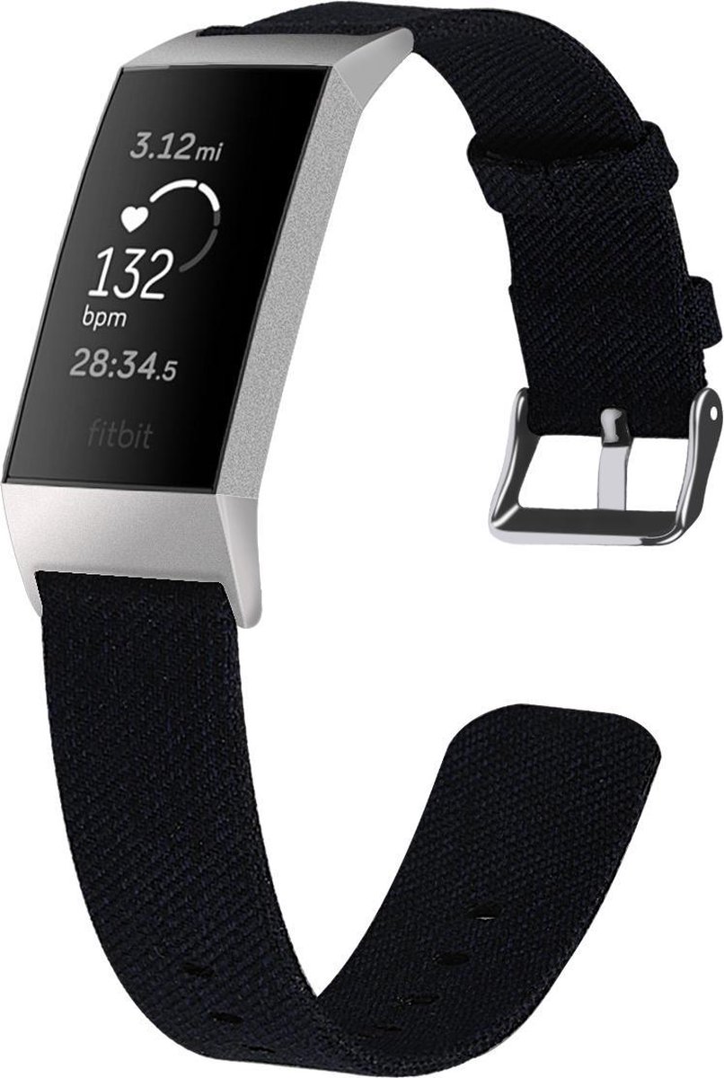 Bracelets de luxe - Bracelet sport tissé en nylon - Fitbit Charge 3 - Noir  | bol.com