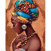 Diamond painting voor volwassenen - African woman - Afrikaanse vrouw - Hobby - Volwassenen - Ronde steentjes