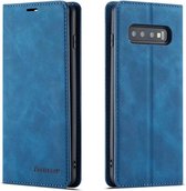 Luxe PU leren Bookcase voor Samsung Galaxy S10 Plus (S10+) | Hoogwaardig Leren Hoesje | Lederen Wallet Case | Telefoonhoesje | Kaarthouder | Portemonnee | Blauw