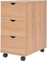 Ladekast Bruin (Incl LW led lok) / bureaukast met wieltjes - kantoorkast