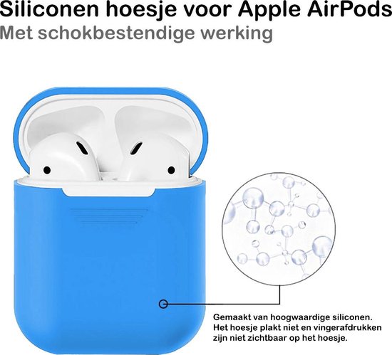 Case Geschikt voor AirPods Hoesje Hoes Siliconen Met Clip Cover - Hoesje Geschikt voor Apple Airpods 1/2 Siliconen Met Clip - Blauw - BTH