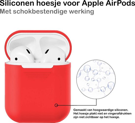 Case Geschikt voor AirPods Hoesje Hoes Siliconen Met Clip Cover - Hoesje Geschikt voor Apple Airpods 1/2 Siliconen Met Clip - Rood - BTH