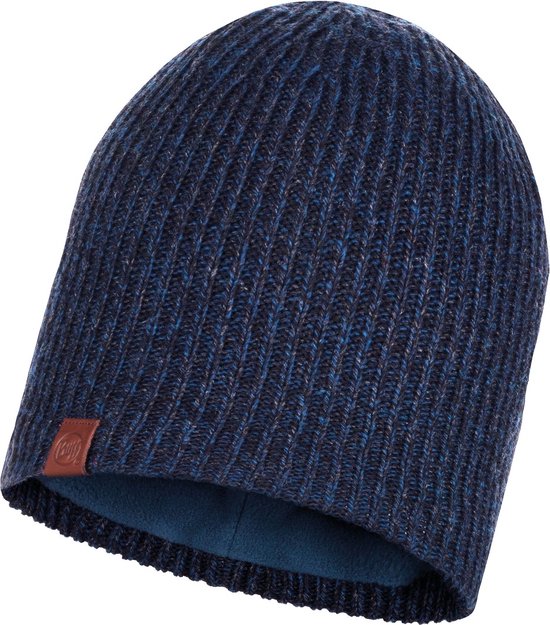 BUFF Knitted & Polar Beanie - Azure Blue Unisex Hat With Inner Fleece Band For Cold Weather