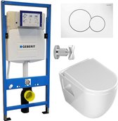 Geberit UP320 Toiletset - Inbouw WC Hangtoilet Rimless Aloni met Bidetkraan - Sigma-01 Wit