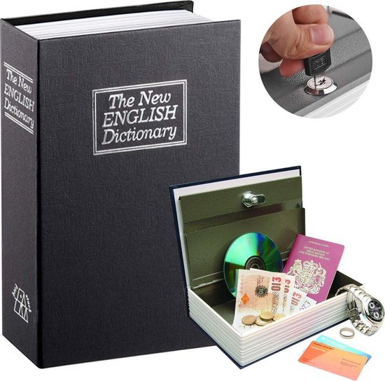 AWEMOZ® Geheime Boekenkluis - Woordenboek als verborgen kluis - Zwart