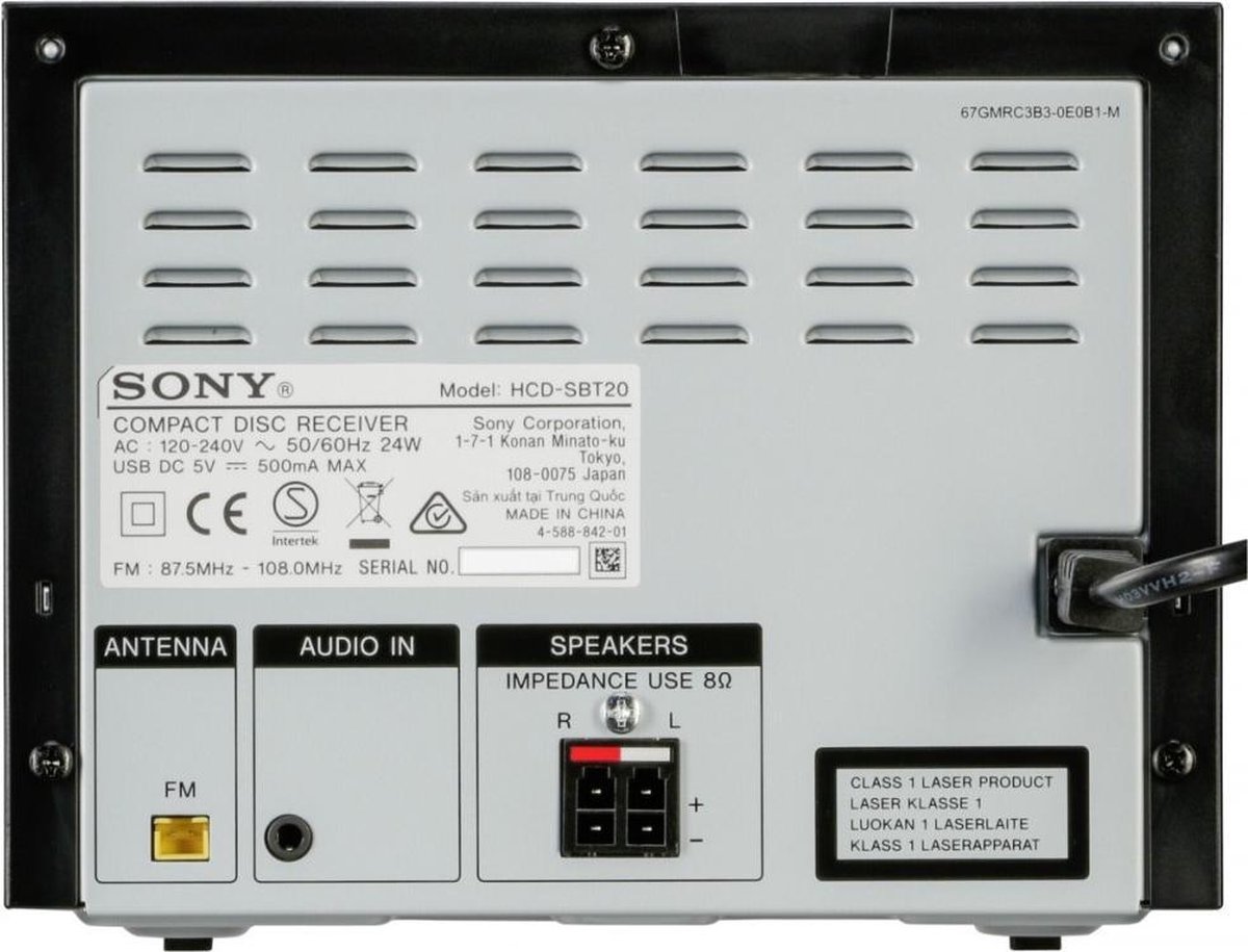 Sony CMT-SBT20 - Microset - Noir | bol