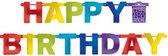 AMSCAN - Veelkleurige regenboog Happy Birthday slinger - Decoratie > Decoratie beeldjes