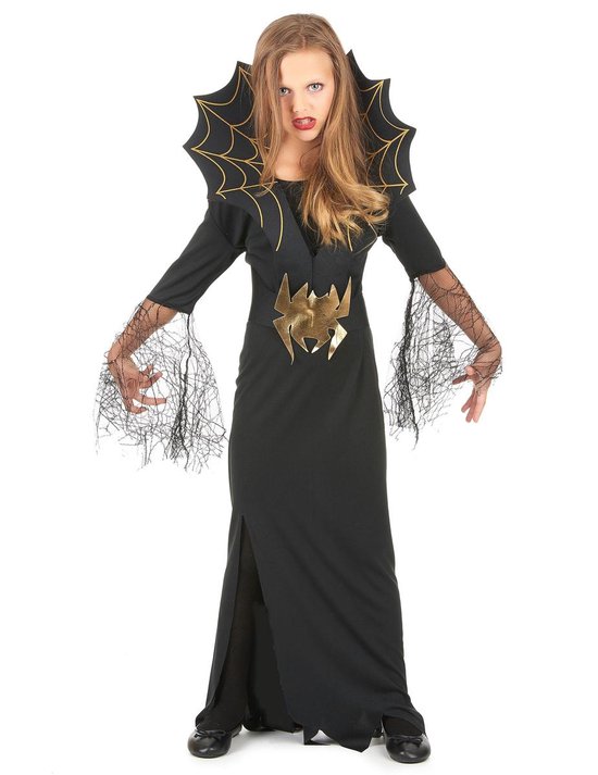 Halloween heksen kostuum met spinnen voor meisjes - Verkleedkleding - 134/146
