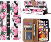 Ntech iPhone XR Vintage Roses & Stripes Boek hoesje met Pasjesruimte