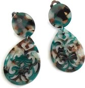 Petra's Sieradenwereld - Clipoorbel hanger filigraan turquoise bruin (240)