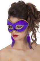 Masker fluweel uni (bril) paars