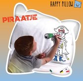 Happy Pillow - Piraatje kleurplaat op kussensloop inclusief textielstiften