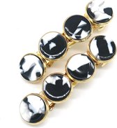 Haarspeld Marmer - Gebogen - Hair Clip - Set van 2 Stuks - 5x1 cm - Zwart en Wit