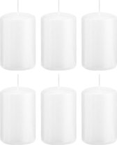 6x Witte cilinderkaarsen/stompkaarsen 5 x 8 cm 18 branduren - Geurloze kaarsen - Woondecoraties