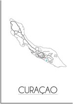 DesignClaud Curacao Plattegrond poster A3 + Fotolijst wit