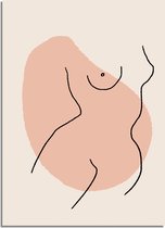DesignClaud Vrouw contouren lichaam - Grafische poster A3 + fotolijst zwart