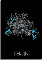 DesignClaud Berlijn Plattegrond poster Zwart A4 + Fotolijst wit