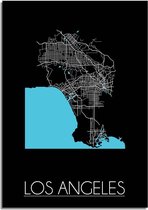 DesignClaud Plattegrond Los Angeles Stadskaart poster Wanddecoratie - Zwart - A2 + fotolijst wit (42x59,4cm)