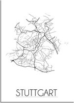 DesignClaud Stuttgart Plattegrond poster A3 + Fotolijst wit