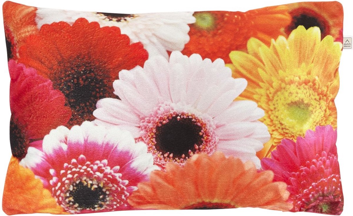 Dutch Decor SAMARA - Kussenhoes met bloemenprint fuchsia 30x50 cm - met rits Paars