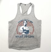 Tanktop heren fitness - Stringer / tanktop COME WITH ME IF YOU WANT TO LIFT arnold schwarzenegger - fitness - bodybuilding - krachttraining - XL