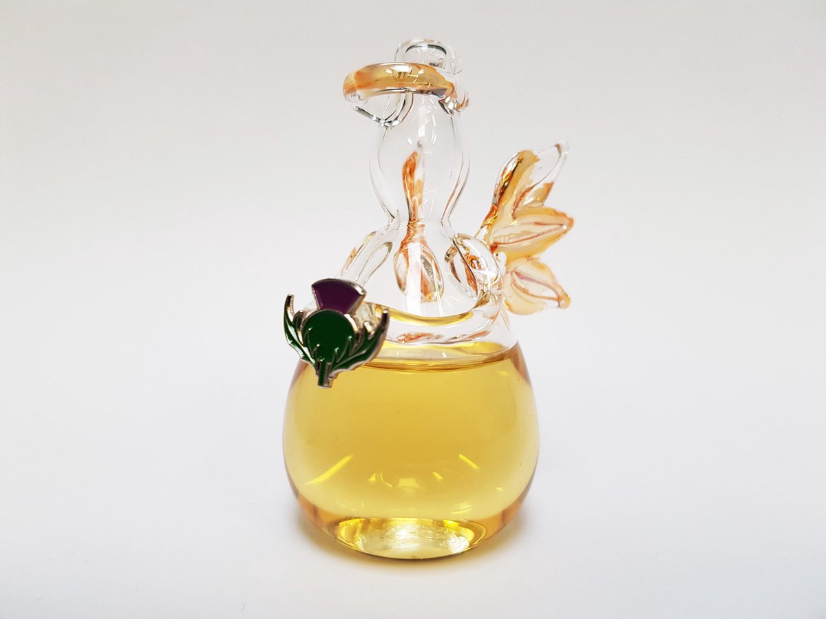 Glazen Whisky engel met distel decoratie in Luxe gift box