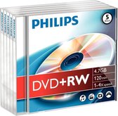 Philips DW4S4J05F - DVD+RW - 4.7GB - Speed 4x - Jewelcase - 5 stuks