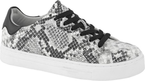Graceland Dames Grijze sneaker slangenprint - Maat 36 | bol.com