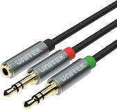 UNITEK Y-C957ABK audio kabel 0,2 m 3.5mm 2 x 3.5mm Zwart, Grijs