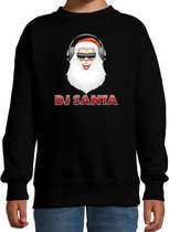 Foute kersttrui / sweater - DJ Santa / Kerstman - stoere zwarte kersttrui voor kinderen - kerstkleding / christmas outfit 3-4 jaar (98/104)