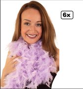 6x Boa pastel paars 180 cm - carnaval veren sjaal pastel festival feest party
