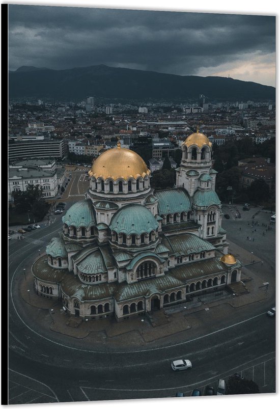 Dibond –Moskee in Stad - Sofia Bulgarije– 40x60cm Foto op Aluminium (Wanddecoratie van metaal)