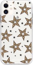 Fooncase Hoesje Geschikt voor iPhone 11 - Shockproof Case - Back Cover / Soft Case - Rebell Leopard / Luipaard sterren