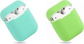 Bescherm Hoesje Cover SET 2 STUKS voor Apple AirPods Case -- Mint groen en lime green