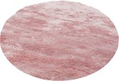 Flycarpets Curacao Shaggy Velours Vloerkleed - 200cm - Roze - Rond - Hoogpolig