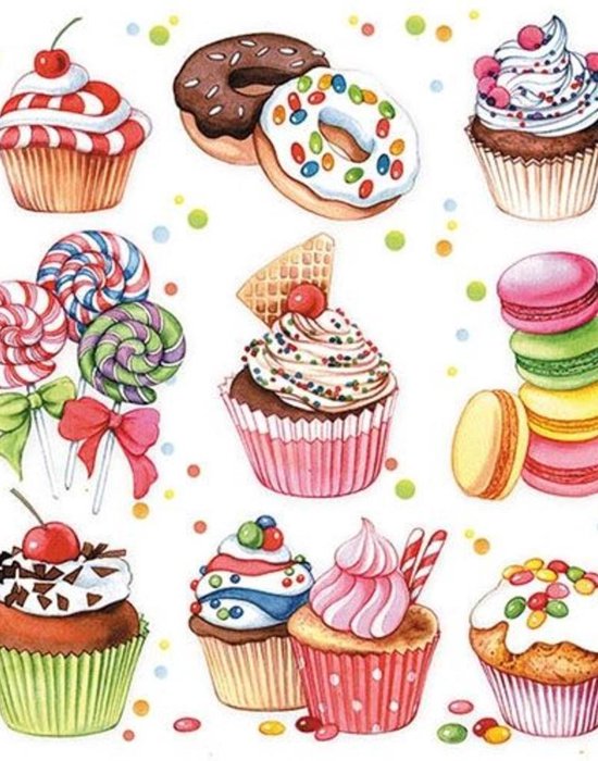 Serviettes avec cupcakes, macarons et sucettes | bol.com