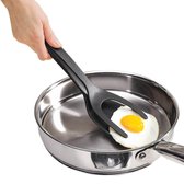 Spatel en keukentang in één - Handig voor omdraaien van gebakken eieren, hamburgers en pannenkoeken - Zwart