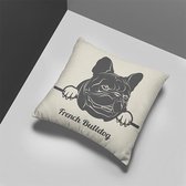 Sierkussen - French Bulldog Aa - Wit - 45 Cm X 45 Cm