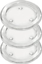 3x Ronde kaarsenhouders/kaars onderzetters van glas 14 cm - Glazen kaarsenhouderss voor stompkaarsen tot 10 cm doorsnede - Woondecoraties