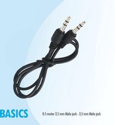 Basics 0,5 mtr 3,5 mm Male jack -  3,5 mm Male jack aux audio kabel