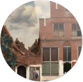 Schilderij - Het Straatje Johannes Vermeer Oude Meesters - Rood - 60 X 60 Cm Het Straatje | Johannes Vermeer | Rond Plexiglas | Wanddecoratie | 60cm X 60cm | Schilderij | Oude Mees