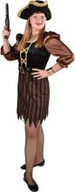 Magic By Freddy's - Piraat & Viking Kostuum - Beroemde Piraat Mary Read - Meisje - bruin - Maat 140 - Carnavalskleding - Verkleedkleding