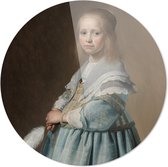 Portret van een meisje in het blauw | Johannes Cornelisz Verspronck  | Rond Plexiglas | Wanddecoratie | 60CM x 60CM | Schilderij | Oude meesters | Foto op plexiglas