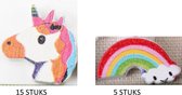 20 Stuks Houten Kralen Eenhoorn en Regenboog - Kralen Unicorn