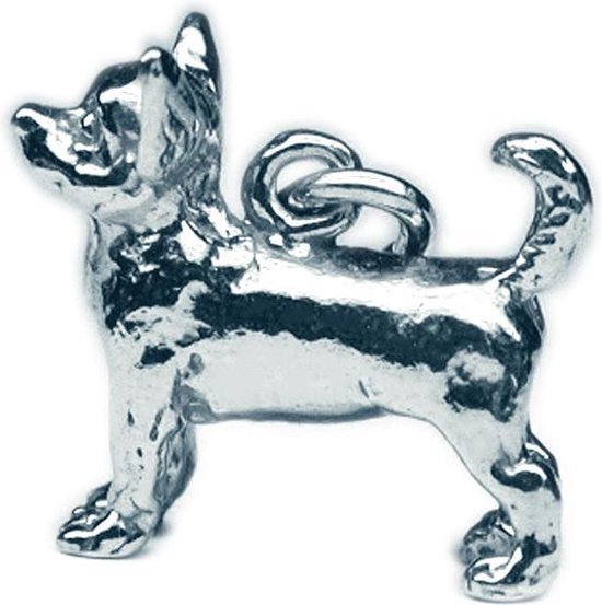 COOLDOG™ ketting Hanger bedel Hond ras Chihuahua korthaar van massief .925 Zilver